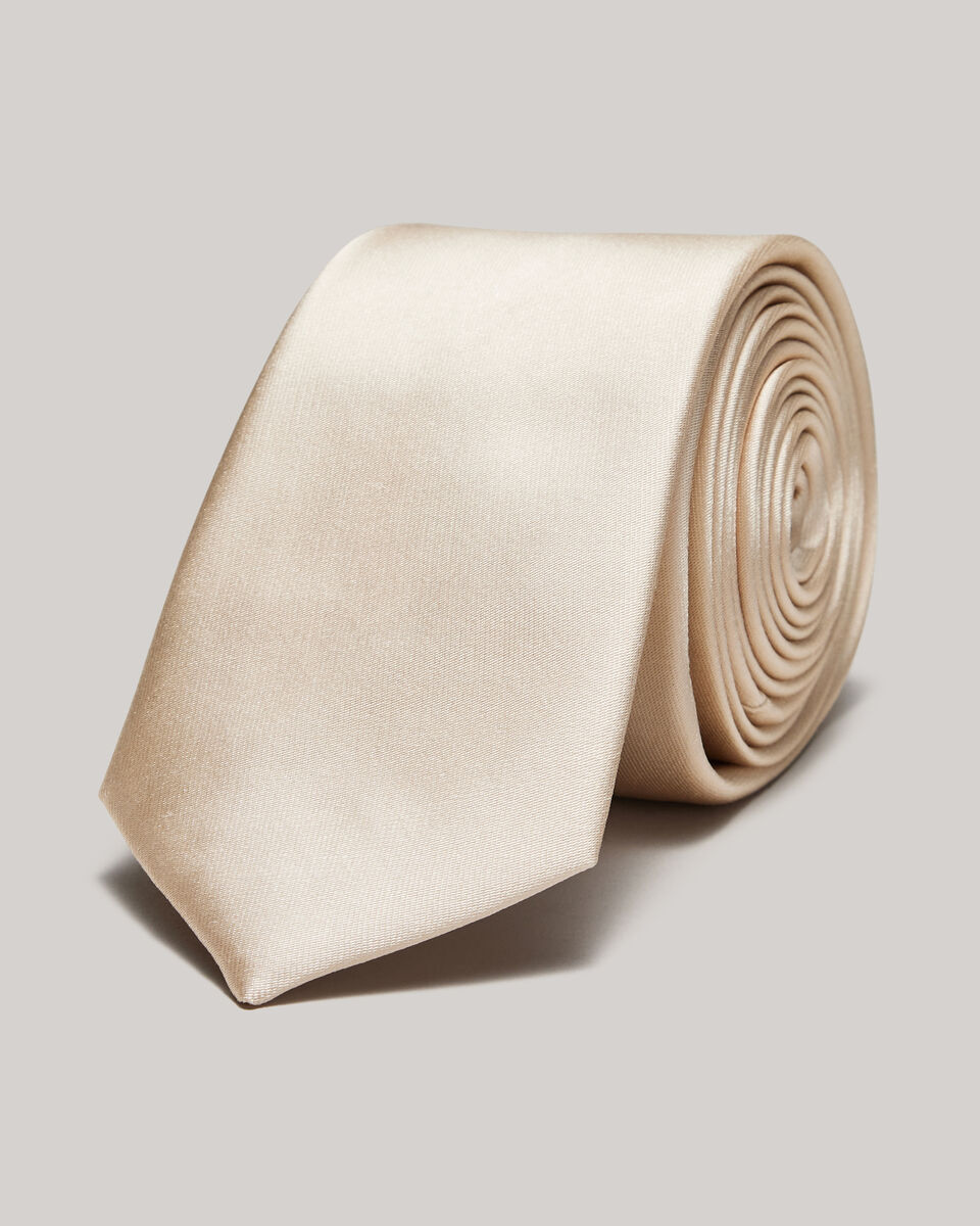 Silk Satin Tie, Lemon, hi-res